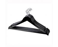 10 Stk. qualitativ hochwertiger Designer Kleiderbügel in Schwarz aus Holz mit Hosensteg und Rockaufhängekerben mit 360 Grad drehbarem Harken Garderobenbügel Holzbügel Hosenstange in einem sehr schönen Design