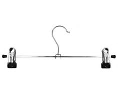 TuKnon Metall Hosenbügel Kleiderbügel Hosenbügel Hosenspanner mit Verstellbaren Klemme für Hosen/Röcke, Rutschfest, drehbarer Haken, 30 cm, Silber, 10 Stück (Free Hanger Verbindungsstreifen)