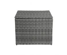 greemotion Eckkissenbox Bari grau, Kissen- und Auflagenbox, Truhe aus Polyrattan, witterungsbeständig und pflegeleicht, Maße ca. 80 x 80 x 65 cm