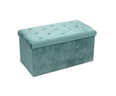 Bonlife Sitzbank Samt Aufbewahrungsbox mit Deckel sitztruhe mit Stauraum Stoff Stauraum Faltbarer Fußhocker Samttuch,Grün,80 x 40 x 40 cm
