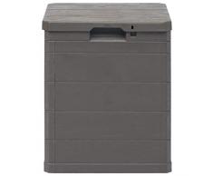 Auflagenbox Kissenbox Garten 90 Liter | Abschließbar Gartenbox Gartenmöbel | Gartentruhe Beistelltisch | Garten Aufbewahrungstruhe | Kunststoff Braun 42,5 x 44 x 50 cm (L x B x H)