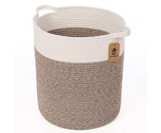 INDRESSME Groß Korb geflochten aus Baumwolle Seil Wäschekorb mit Griffen Aufbewahrungskorb von Spielzeug im Kinderzimmer, D33 x H38 cm