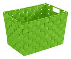 WENKO 20681100 Aufbewahrungskorb Adria M Grün, Badkorb, Kunststoff-Geflecht, Polypropylen, 35 x 22 x 25.5 cm, Grün