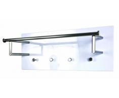 HAKU Möbel 42301 Wandgarderobe 75 x 28 x 30 cm, edelstahloptik / weiÃ