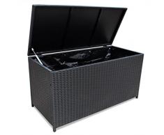 mewmewcat Auflagenbox Gartenbox Aufbewahrungsbox 150 x 50 x 60 cm Polyrattan Schwarz