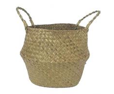 Geflochtener Aufbewahrungskorb mit Griff für Wäsche, faltbarer Rattan-Korb, Seetang-Körbe, schmutzige Wäsche, Aufbewahrungskorb, einfache Dekoration, Organizer, Spielzeug oder Pflanzgefäße, langlebig