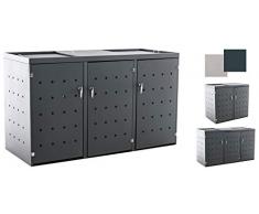 CLP Mülltonnenverkleidung Nelli Aus Edelstahl I Mülltonnenbox Edelstahl Oder Anthrazit I Unterstand Für 2-3 Mülltonnen Bis 240 Liter 198x80x116 cm, Anthrazit