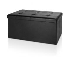 Deuba Faltbare Sitztruhe Sitzbank mit Stauraum 100 L Kunstleder Schwarz 80x40x40 cm belastbar gepolstert Truhenbank Bank