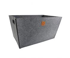 KHI Filzkorb, Holzkorb, Kaminkorb XXL Einkaufskorb Filztasche, Kaminholzkorb, Brennholzkorb, Spielzeugkorb (Grau), stabil, groß Feuerholzkorb, Feuerholztasche, Brennholztasche