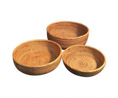 Kylewo Korb-Schale, Handgemachte Rattan Obstschale, Geflochtene Rattan Obstschale Brötchen Korb Süßigkeiten Vorratsbehälter Tablett