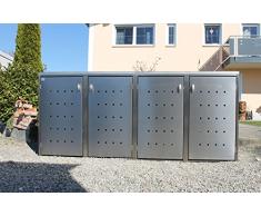 Resorti Mülltonnenbox Edelstahl Basic Kombi 4er 120 / 240 Liter Mülltonnenboxen Mülltonnenhaus Mülltonnenumhausung