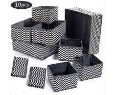 Evance 10 Stück Aufbewahrungsbox Stoff Set faltbar Unterwäsche Socken Organizer Ordnungsbox Faltbox Stoffbox für Schubladen Schrank Tische Ordnungssystem (10 Stück)