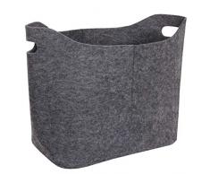 Mendler Filzkorb HWC-C35, Holzkorb Korb Filztasche Aufbewahrungskorb Deko Filzbox, 40l ~ dunkelgrau