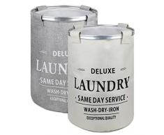 Tuevob Wäschekörbe Sortierer Wäschekorb Faltbare Wäschebehälter 2er Set, Wäschesammler Wäschesack,Laundry Baskets, Kordelzug Kleidung Organisator mit Aluminium Handlauf (Aprikose + Grau) 55*40 CM