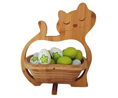 Katze Kitty Cat Obstkorb Faltkorb Holzkorb Korb Schale Klappkorb ca. 30 x 30 cm Bambusholz Bambus Obstkorb Dekoschale Obstschale Holz faltbar Gemüseschale Obstteller auch als Untersetzer Falttechnik platzsparende Aufbewahrung
