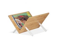 Relaxdays, 4 Holzbeine, geradliniges, modernes Design, schöne Maserung, HBT: 22x33,5x37cm, Natur Zeitungsständer Bambus, 37 x 33,5 x 22 cm