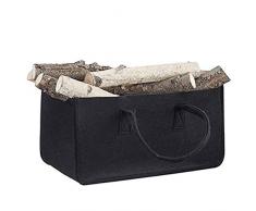 ahanzhu Tragbare Filz-Brennholz-Aufbewahrungstasche Tragbare Filz-Brennholz-Endverpackung Faltbarer Brennholz-Aufbewahrungskorb Kamin Holztasche Filzkorb