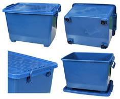 SET: 5 x 18 Liter Box mit Rollen / Allzweckbox / Aufbewahrungsbox mit Deckel -blau-