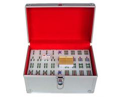 MLX Mahjong Set, Mahjong Set, Haushaltshandschellen Crystal Mahjong Acryl Gold Mahjong Größe: 3,8 * 2,9 * 2,1 cm (einzeln), 1 Satz von 144 Blatt + Aluminiumbox,
