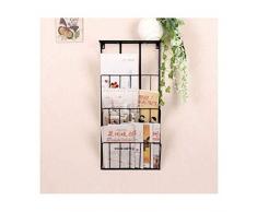 HL-TD Zeitschriftenständer Wandmagazinhalter Metallwand DREI Akten-Halter Montiert / 3-Tier Hängen Literatur Bequem (Color : Black)