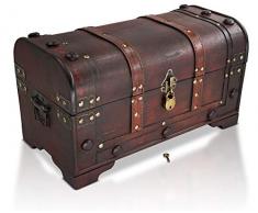 Brynnberg Schatztruhe groß mit Schloss 40x20x22cm Holztruhe Schatzkiste Piraten Schatzsuche Holz Piratentruhe