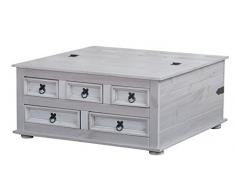 Dynamic24 Kiefer Truhentisch New Mexico Mexiko grau massiv Couchtisch Truhe Holztruhe