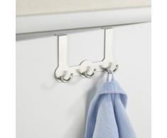 WENKO Türgarderobe Rondo - 3 Haken, für Türfalzen von 2 cm, Edelstahl rostfrei, 22,5 x 14 x 4,5 cm, matt