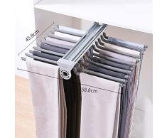 Multifunktions-Hosenhalter Pants Rack teleskopische Multifunktions- Haushalt hängende Hosenzahnstange, ein Aluminiumlegierung Stretchhosen gestell, kommerzielle Kleidung Auslage, Haushalt Kleiderschra