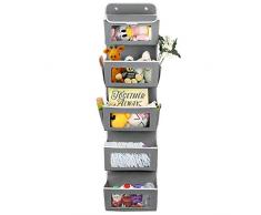 AOIEORD Hängeorganizer, 5 Taschen Stoff Faltbar Hängeaufbewahrung mit Transparent Window Bin Tür-Aufbewahrung für Spielzeug, Geldbörsen und Handtücher