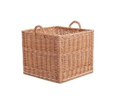 Vollweidener Kaminkorb, Kaminkorb aus Weide, naturfarbiger Weidenkorb für Kaminholz, Kaminkorb mit Tragegriff, Spielzeugkasten