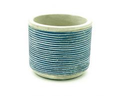 Blumenübertopf - Universalbehälter Ø 8,5 x 7 cm aus Beton mit maritimen Streifen
