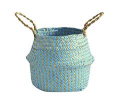 Oksea Baskets für die Lagerung Woven Tote Bauchkorb Seilkorb für Spielzeug Magazin Bücher Decke Protokolle Pot Plant Cover Jute Korb mit Griffen Treppenkörbe (A)