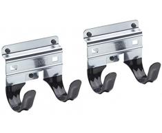 Meister Gerätehalter Doppelhaken - 2 Stück, lose - Leichte Montage - Für T-Griffe / Wandhalter / Werkzeughalter / Gartengeräte-Halter / Spatenhalter / 9952540