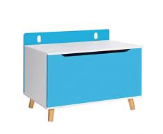 SONGMICS Spielzeugkiste, Spielzeugtruhe für Kinder mit hochklappbarem Deckel und Sicherheitsscharnieren, Spielzeug-Organizer, Spielzimmer, Kinderzimmer, Kindergarten, himmelblau-weiß GKR88WB