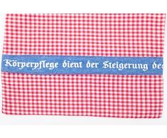 Waschtasche Waschbeutel Kulturtasche rot weiß kariert 27 x 20 cm mit Spruch Fairtrade Ringelsuse