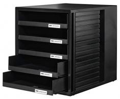 HAN Schubladenbox SCHRANK-SET 1401-13 in Schwarz – Ordnungsbox DIN A4 – Aufbewahrungsbox mit Schubladen