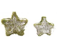 Rattan Pflanz-Schale Stern A - grün / weiß 2 Stück - klein und groß