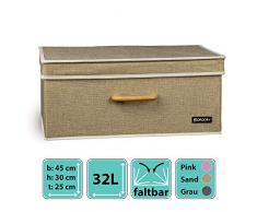 Ordory® Premium Aufbewahrungsbox mit Deckel - modische Ordnungsbox im zeitlosen Design (Sand)