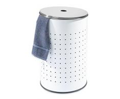 Wäschetonne Wäschesammler Wäschekorb | Edelstahl weiß | ca. 37 Liter | 54 cm hoch