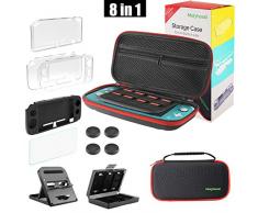 Etpark Zubehör-Set für Nintendo Switch Lite, 8-in-1-Tragetasche, inklusive verstellbarem Spielständer, Displayschutzfolie, Aufbewahrungsbox aus Glas, 3 Schutzhüllen und 4 Daumengriffkappen