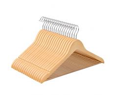 SONGMICS CRW001-20 Anzug-/Jacken-/Kleiderbügel, aus Ahornholz, mit Rockkerben und Hosensteg, 360 Grad drehbar, für Kleidung Anzug Jacke Hose, natur, 20 Stück