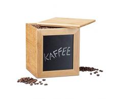 Relaxdays Aufbewahrungsbox mit Tafel, schmale Holzbox, Bambus, mit Deckel, für Küche, HBT: 17 x 15,5 x 15,5 cm, natur