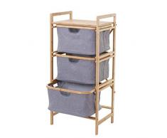 Mendler Wäschesammler HWC-B56, Regal Wäschesortierer Wäschekorb Badregal Aufbewahrung, Bambus 96x44x34cm 78l