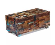 vidaXL Massivholz Couchtisch Truhe Beistelltisch Sofatisch Aufbewahrung Antik