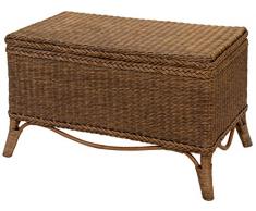 Elegante Wäschetruhe aus echtem Rattan / Truhe in der Farbe Vintage Braun - Versandkostenfrei in DE