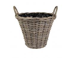 Dekorativer Pflanzkorb mit Henkel Rattankorb D 39 cm Pflanzschale Blumenkorb Blumenschale Korb
