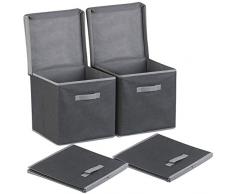 PEARL Box: 2er-Set Aufbewahrungsboxen mit Deckel, faltbar, 31x31x31 cm, schwarz (Faltbare Boxen mit Deckel)