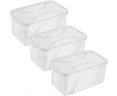 Rotho Arco 3er-Set Aufbewahrungsbox 5l mit Deckel, Kunststoff (PP), Transparent, 3x Box 5 l, 3
