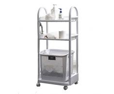 Salon Trolleys Rollender Aufbewahrungswagen Abnehmbar mit Rädern 3-stufiger Ständer for Küchen- und Badezimmerwagen Schmutziger Wäschesack Wäschebehälter Beauty Salon Utility Organizer-Wagen
