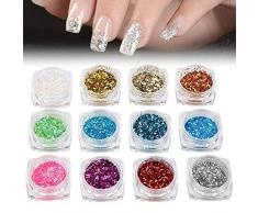 Nail Art Palette Nail Art Glitter geometrische Form Dekoration Maniküre Palette Aufkleber DIY Kit Zubehör, 12 Boxen/Set